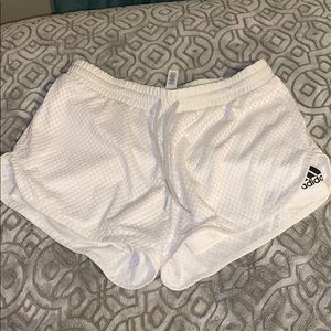 white adidas shorts